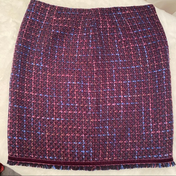 Bandolino Tweed Pencil Skirt Plum Size 4 Mini Multicolor Business burgundy - Picture 9 of 11